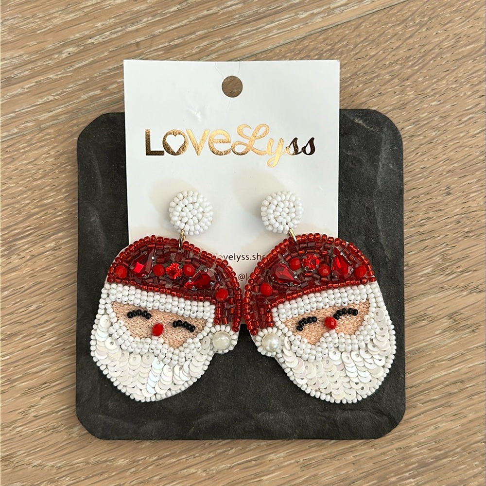 LoveLyss Beaded Santa Statement Earrings
